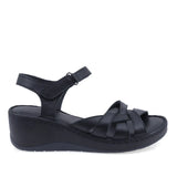 Sandale dama casual Anna Viotti D21-E246-45 negre, vedere laterala dreapta, cu inchidere cu arici