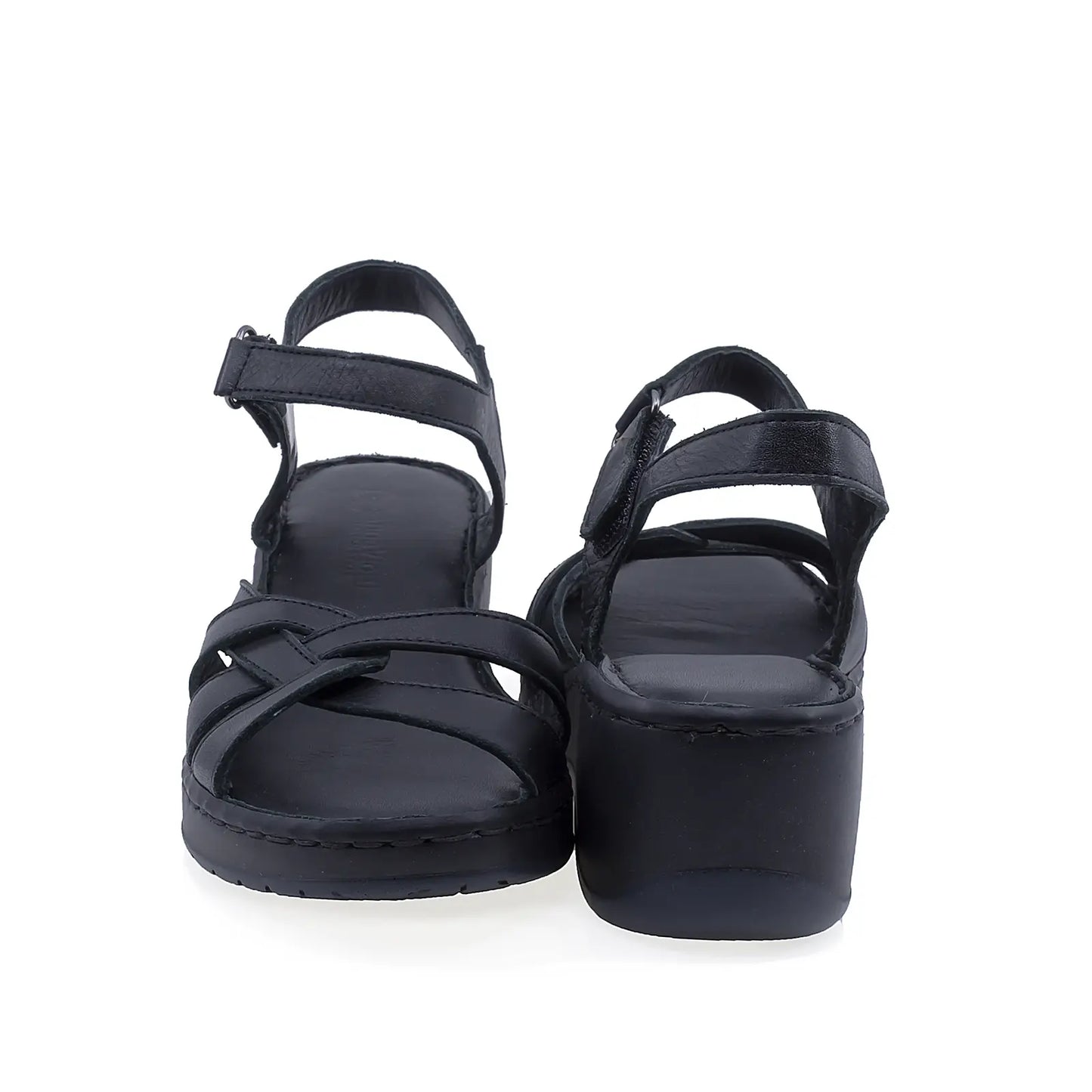 Sandale dama casual Anna Viotti D21-E246-45 negre, platforma usoara si inchidere reglabila pentru confort