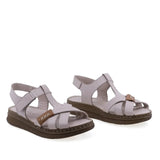 Sandale dama Anna Viotti D21-NDR401 pudra din piele naturala, cu brant fusbet si design casual confortabil