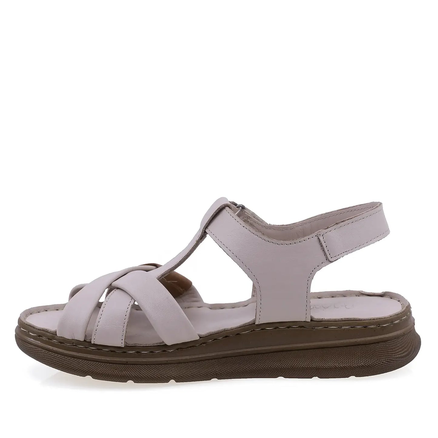 Sandale dama Anna Viotti D21-NDR401 pudra din piele naturala, confortabile si usor de purtat zilnic