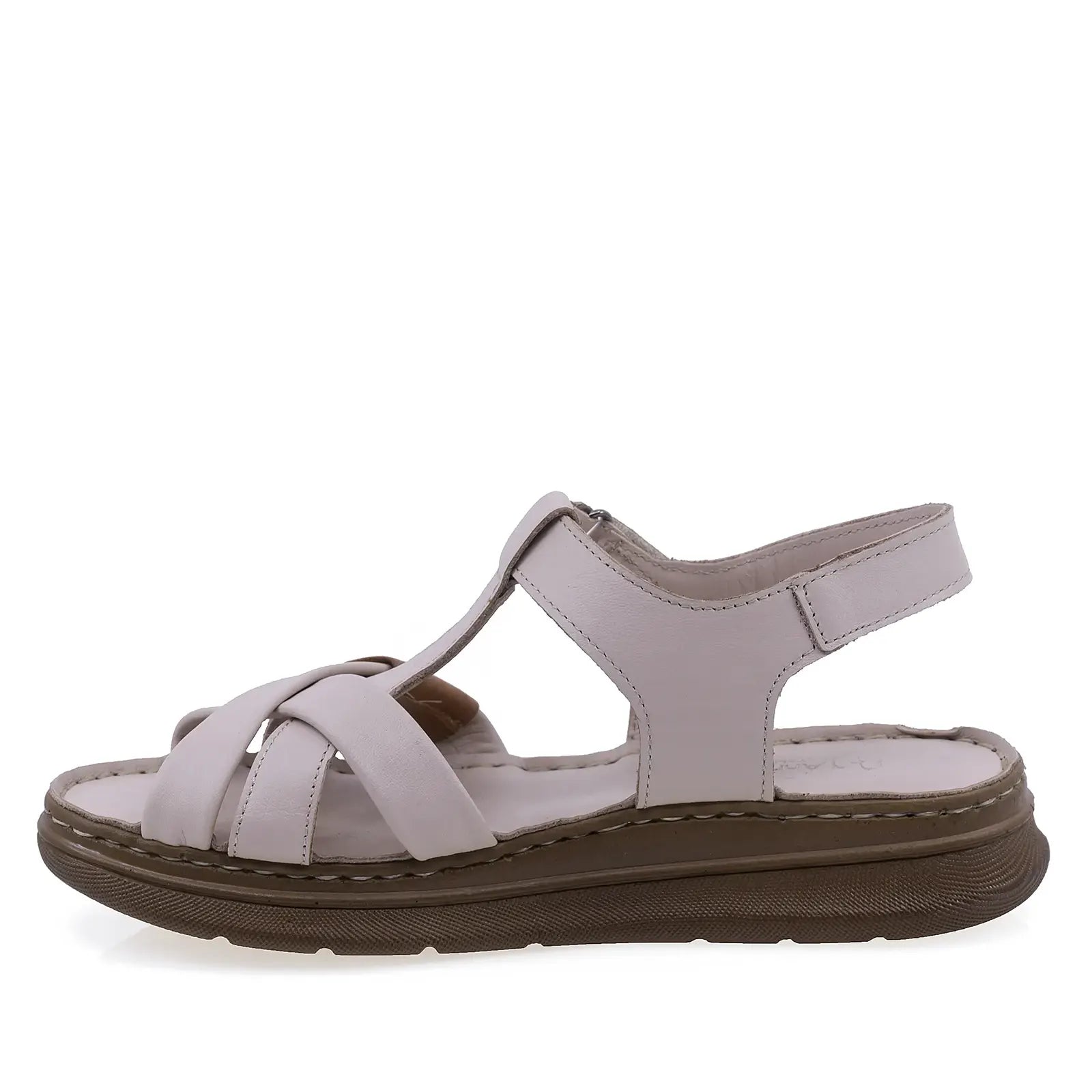Sandale dama Anna Viotti D21-NDR401 pudra din piele naturala, confortabile si usor de purtat zilnic