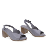 Sandale damă Anna Viotti D22-K102 gri din piele naturală, cu toc de 6 cm și design casual elegant