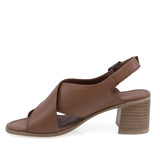 Sandale damă casual-elegante Anna Viotti D22-K112 coniac, cu toc stabil și finisaje moderne