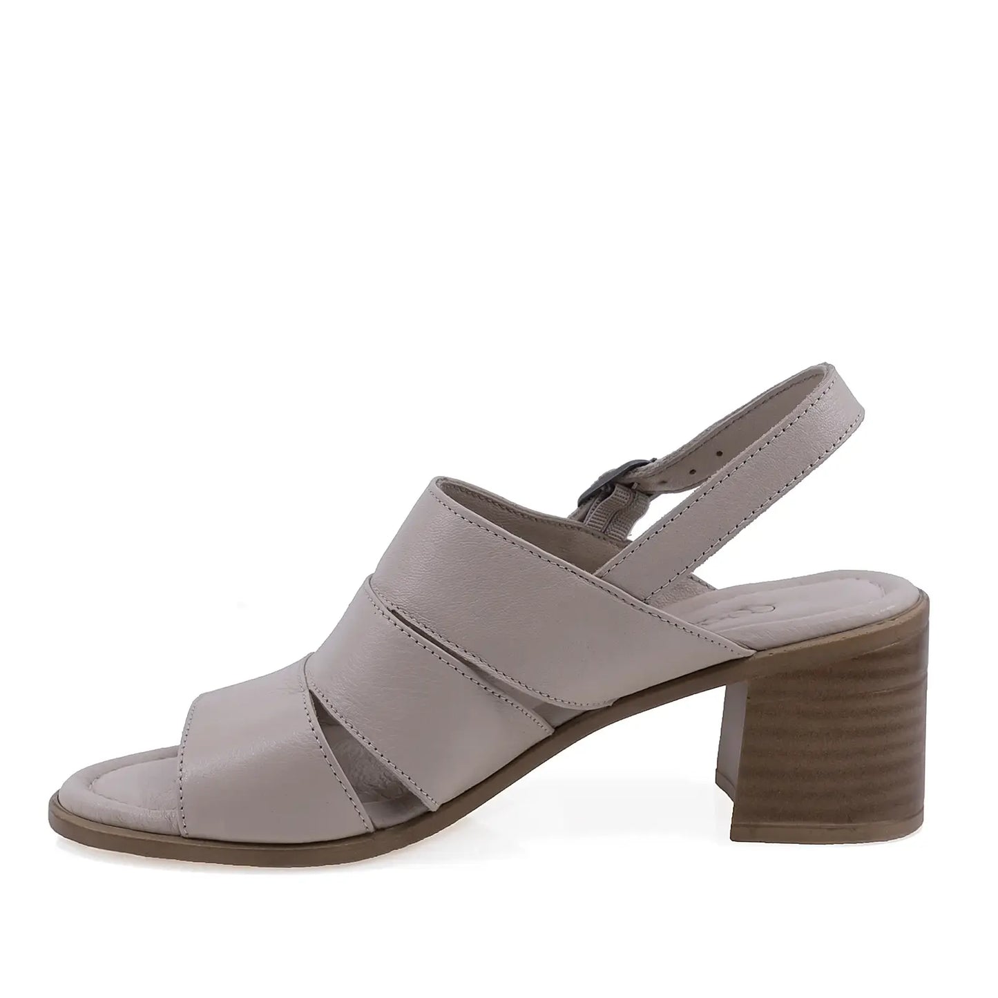 Sandale damă Anna Viotti D22-K521 bej din piele naturală, cu toc stabil și aspect elegant