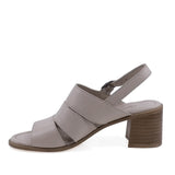 Sandale damă Anna Viotti D22-K521 bej din piele naturală, cu toc stabil și aspect elegant