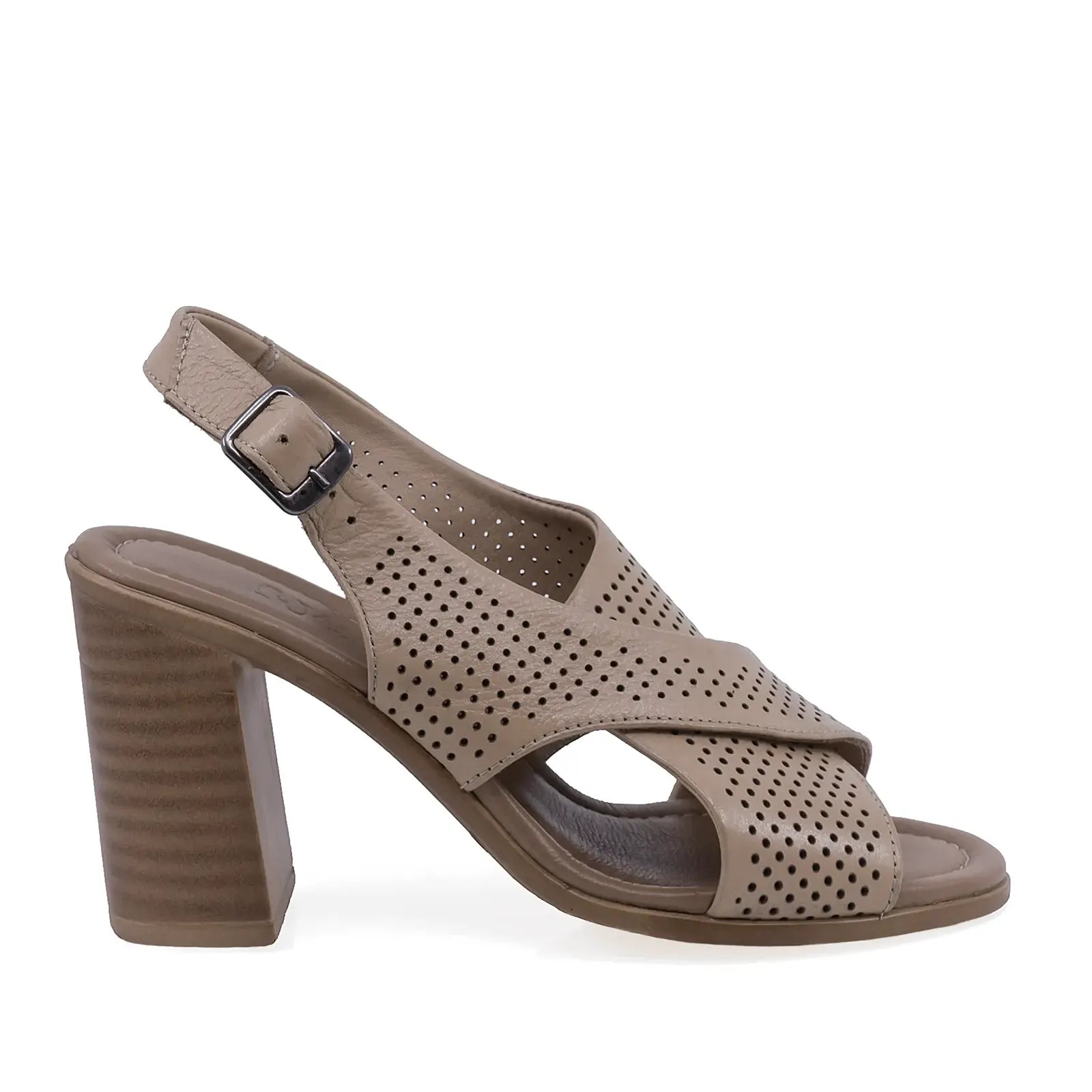 Sandale damă casual-elegante Anna Viotti D22-K721 camel, vedere laterală dreapta, cu toc stabil de 9 cm
