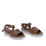 Sandale dama Anna Viotti D22-L1060 coniac din piele naturala, cu platforma confortabila si design casual modern