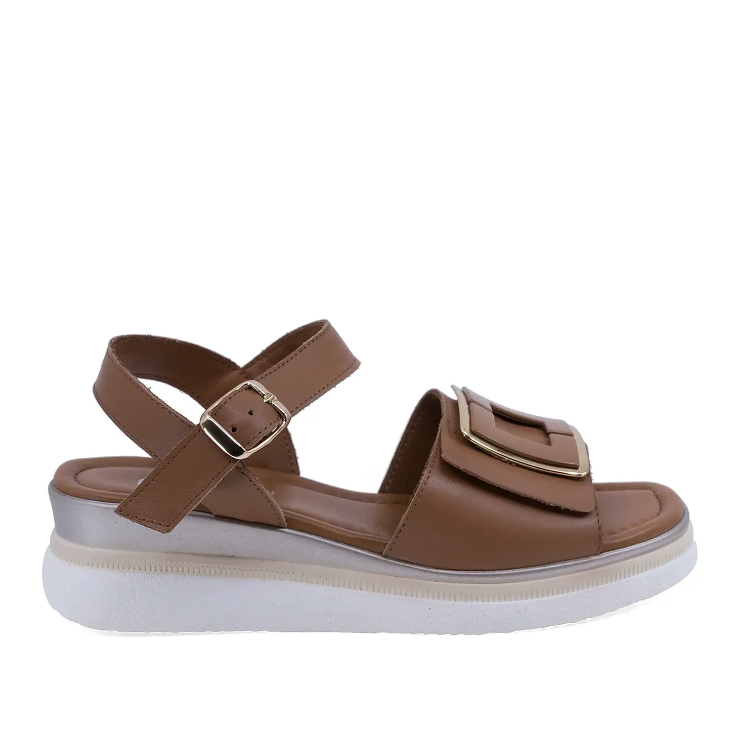 Sandale dama casual Anna Viotti D22-L1060 coniac, vedere laterala dreapta, confortabile si usor de purtat zilnic