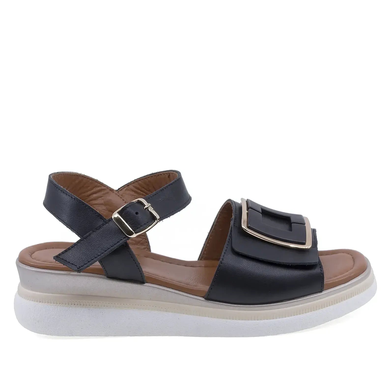 Sandale damă casual Anna Viotti D22-L1060 negre, vedere laterală dreapta, confortabile și versatile