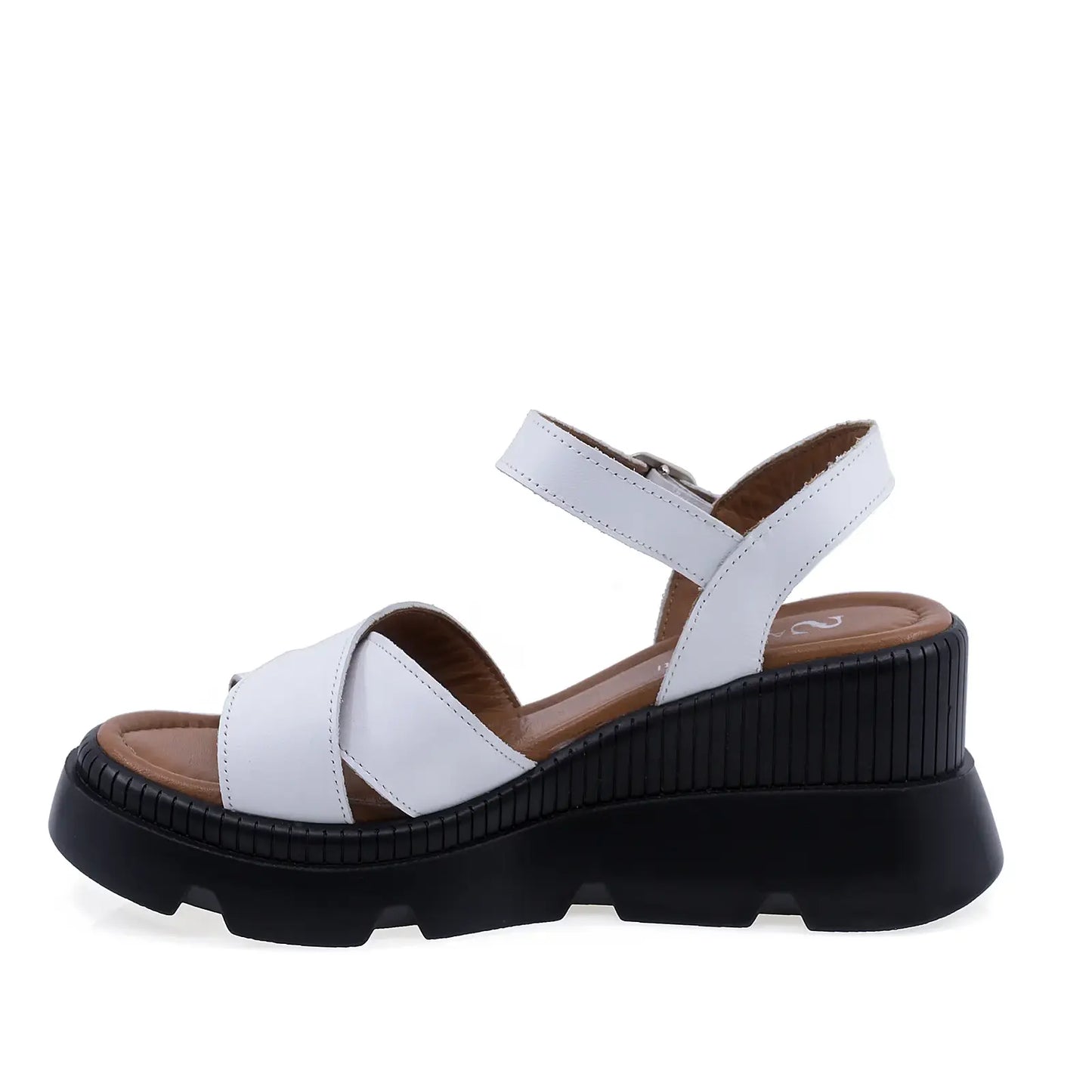 Sandale damă Anna Viotti D22-L1233 din piele naturală albă, vedere laterală stângă


