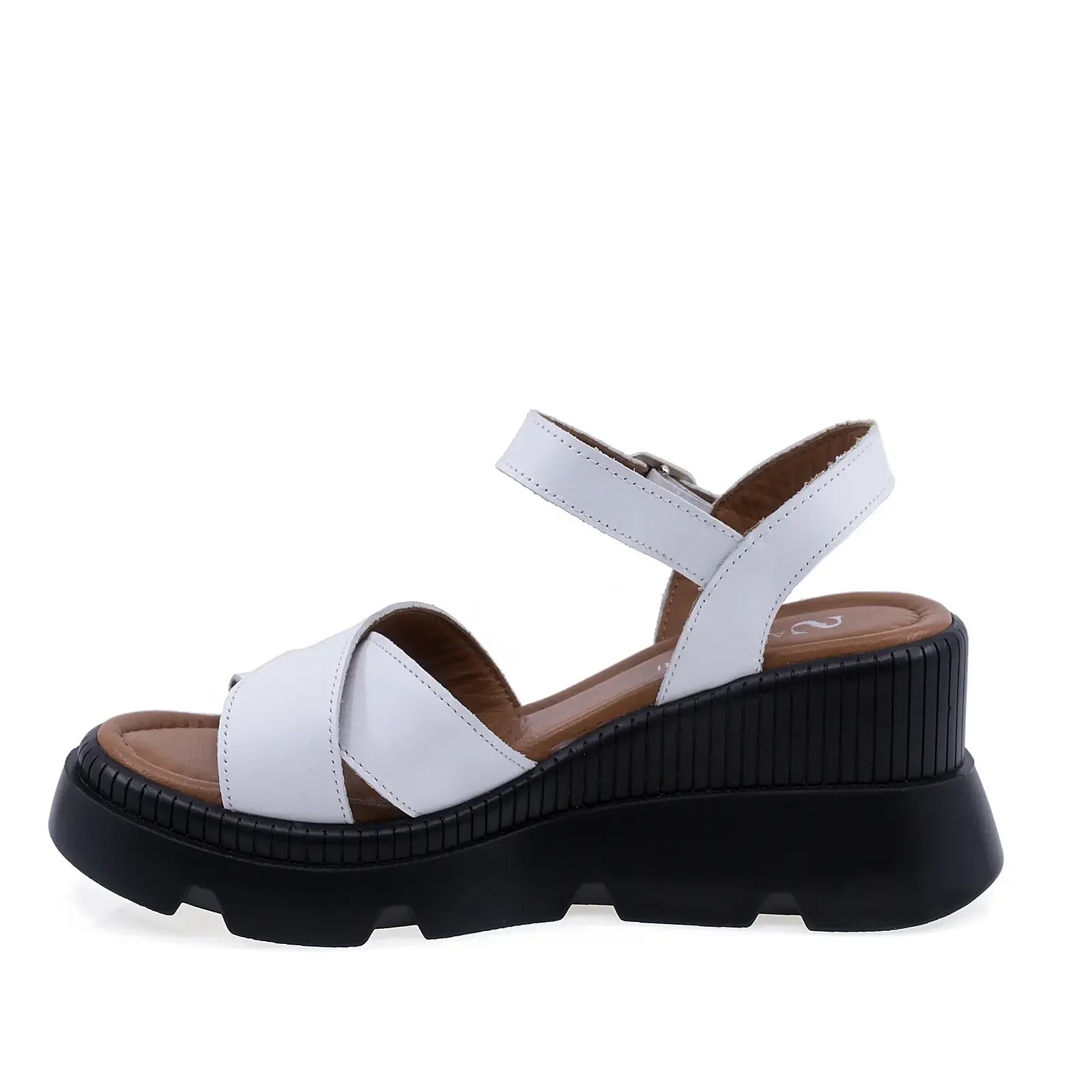 Sandale damă Anna Viotti D22-L1233 din piele naturală albă, vedere laterală stângă

