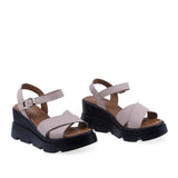 Sandale damă Anna Viotti D22-L1233 pudră din piele naturală, cu platformă confortabilă și design feminin