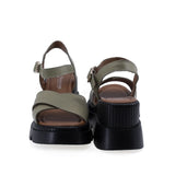 Sandale dama casual Anna Viotti D22-L1233 verde, cu platforma stabila si inchidere practica cu catarama