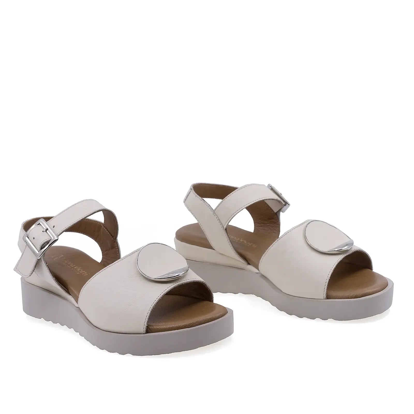 Sandale damă Anna Viotti D22-S361 bej din piele naturală, cu design casual și confort ortopedic