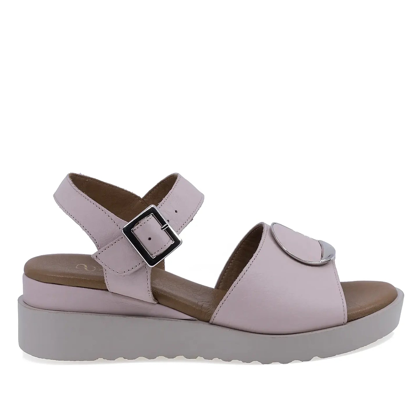 Sandale dama casual Anna Viotti D22-S361 pudra, vedere laterala dreapta, confort si sustinere pentru purtare zilnica