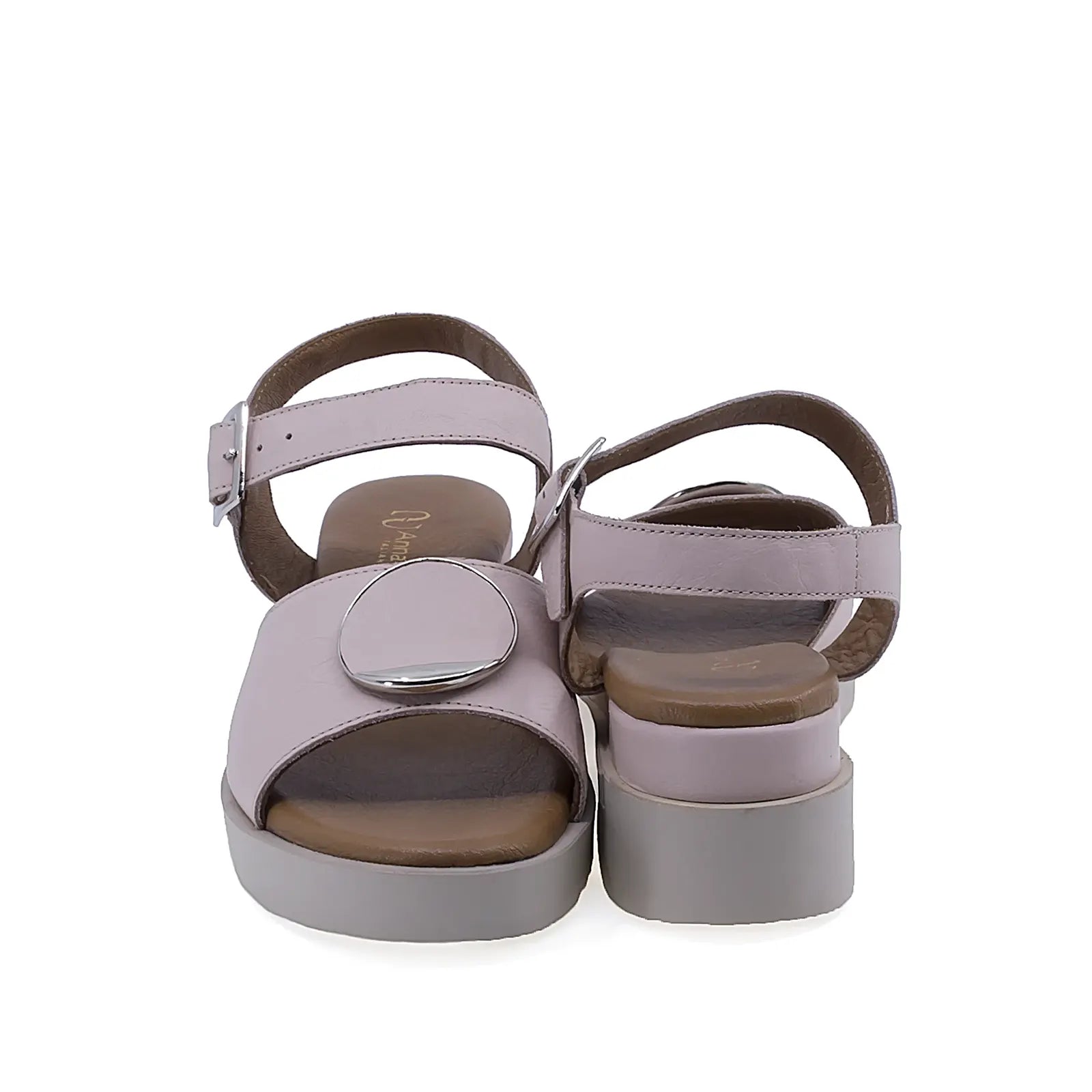 Sandale dama Anna Viotti D22-S361 pudra, platforma stabila de 5 cm si sustinere confortabila la mer