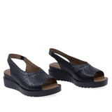 Sandale damă Anna Viotti D22-S365 negre din piele naturală, cu talpă ortopedică și design casual confort