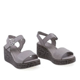Sandale damă Anna Viotti D22-S490 gri din piele naturală, cu talpă ortopedică și design casual confort
