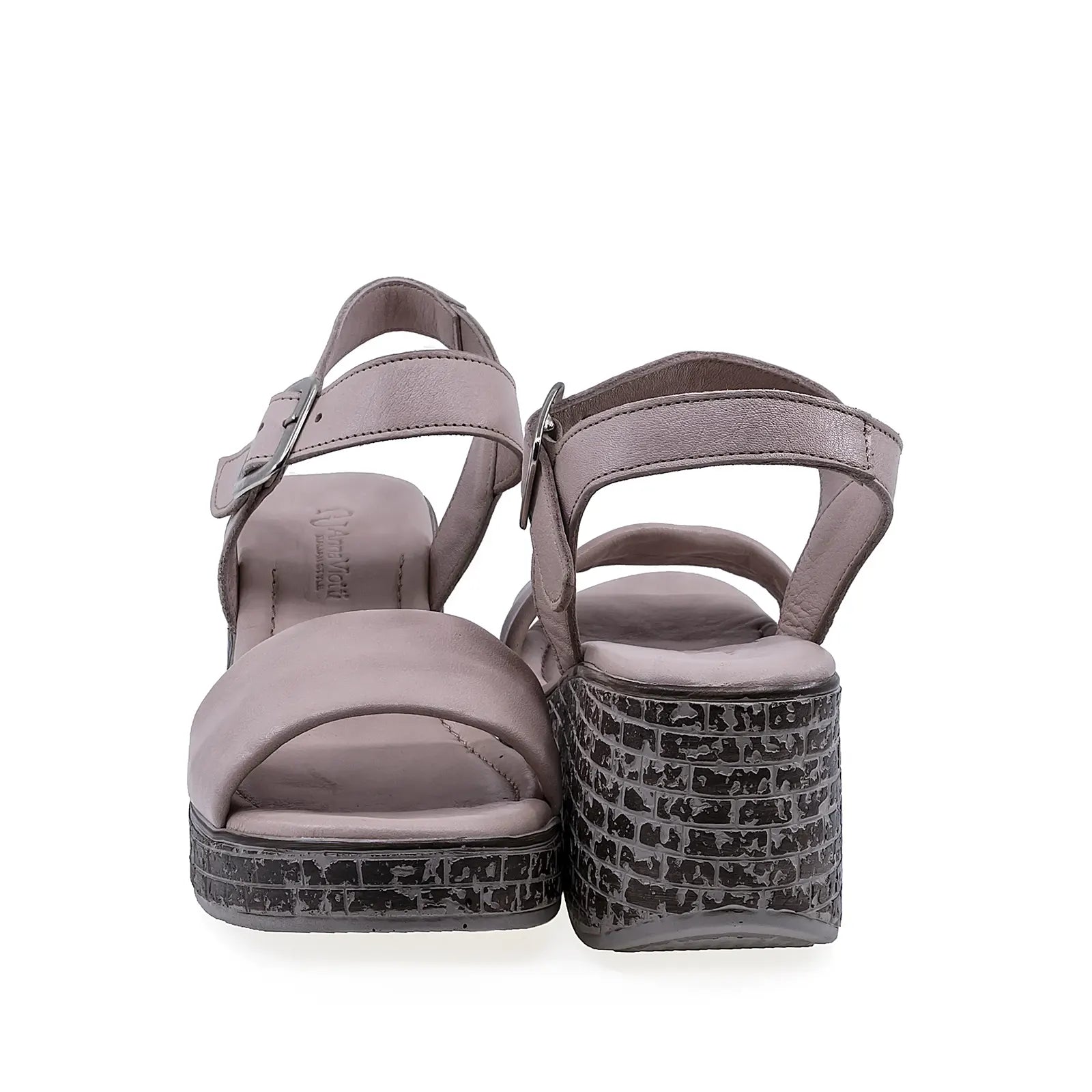 Sandale dama Anna Viotti D22-S490 pudra, vedere din spate, design confortabil pentru purtare zilnica