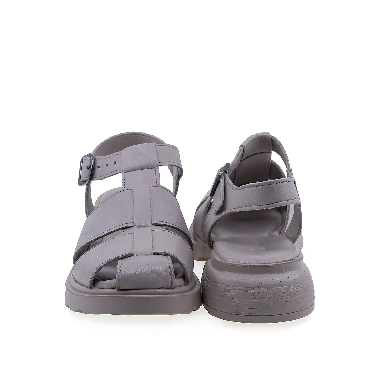 Sandale dama Anna Viotti D22-S494 gri, cu toc de 3,5 cm si talpa groasa pentru confort zilnic