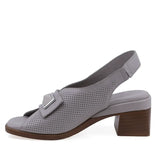 Sandale dama Anna Viotti D22-S503 gri din piele naturala perforata, cu sustinere sporita si aspect modern