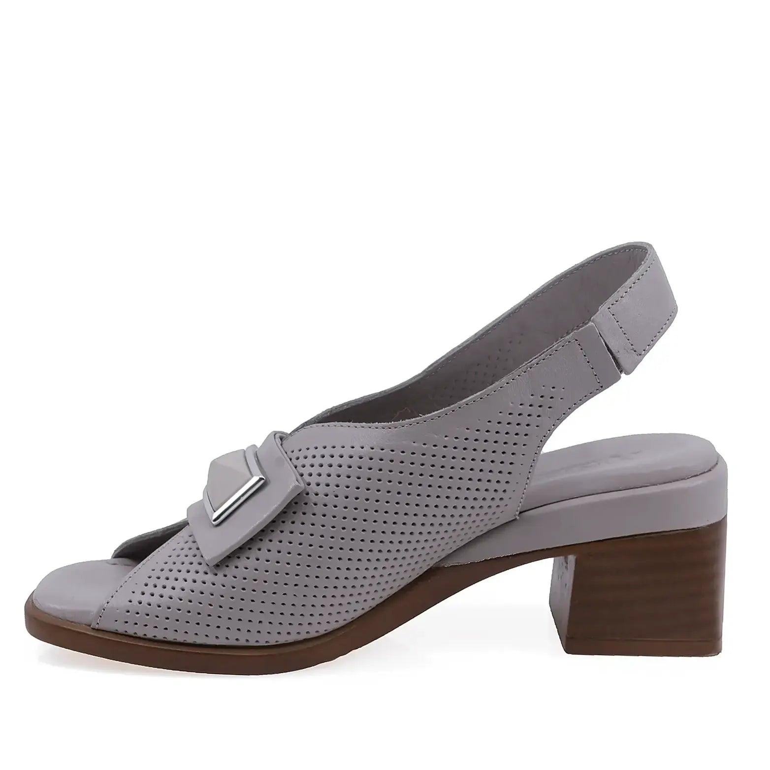 Sandale dama Anna Viotti D22-S503 gri din piele naturala perforata, cu sustinere sporita si aspect modern
