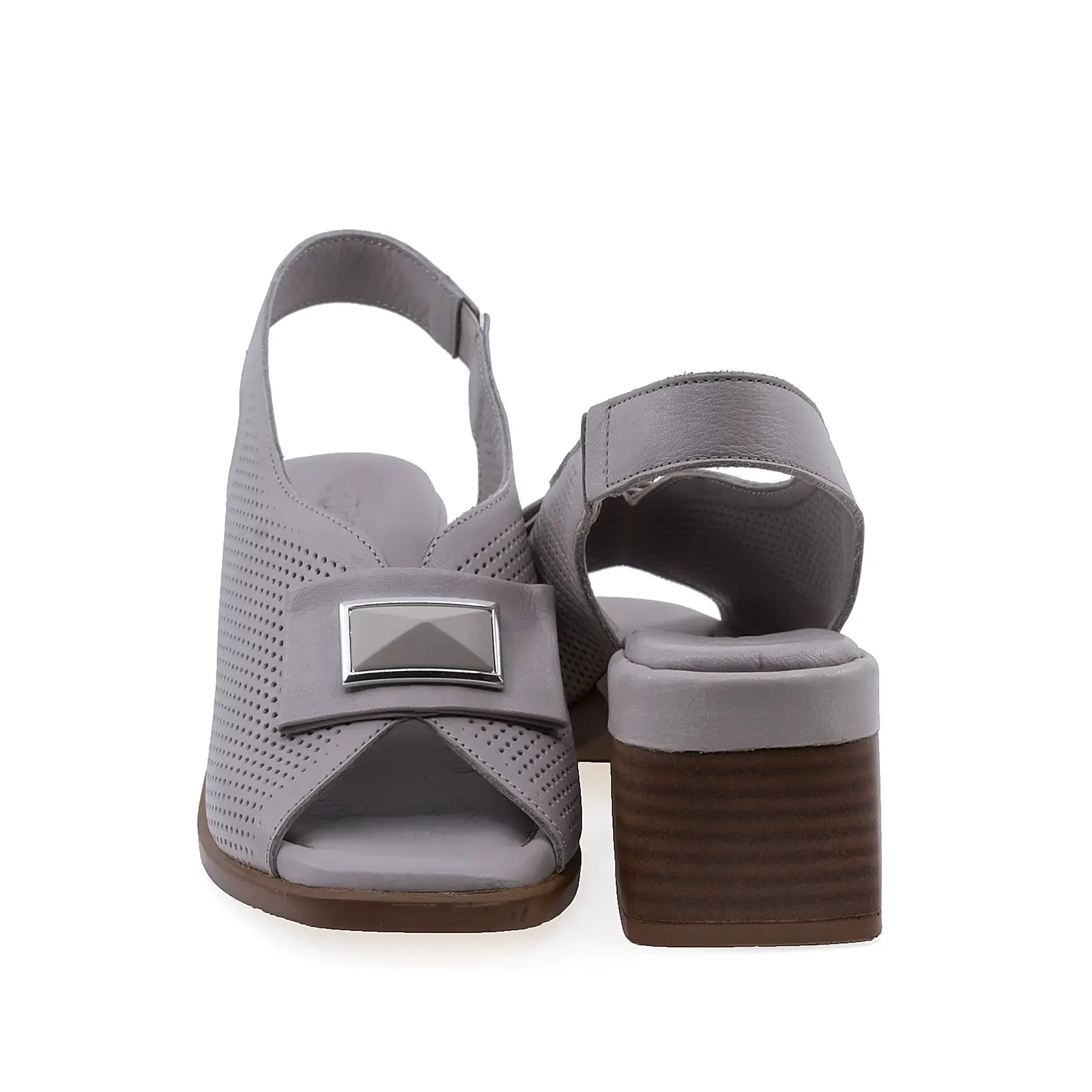 Sandale dama casual Anna Viotti D22-S503 gri, model inchis lateral si toc confortabil de 5,5 cm