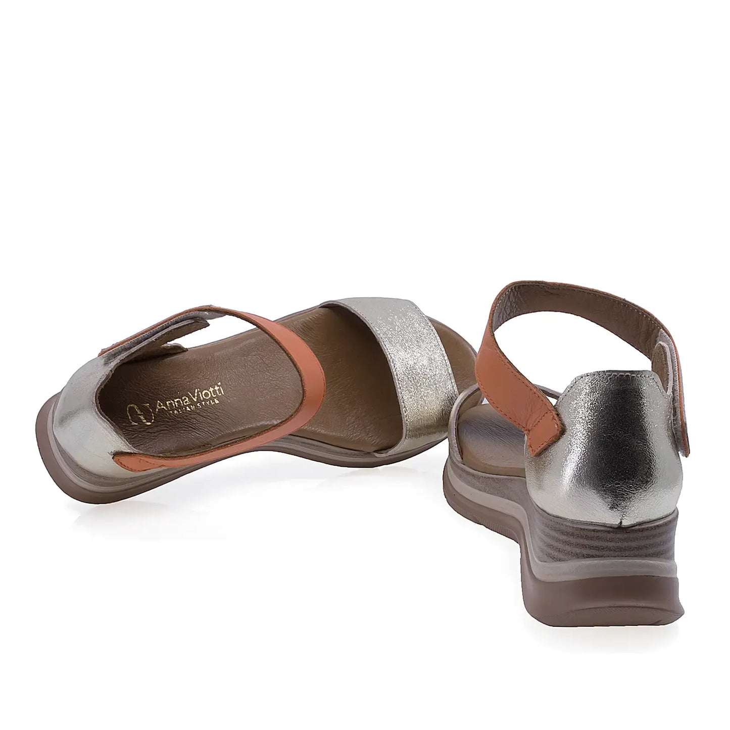 Sandale dama Anna Viotti D22-S574 cu brant fusbet acoperit cu mesina naturala pentru confort si sustinere