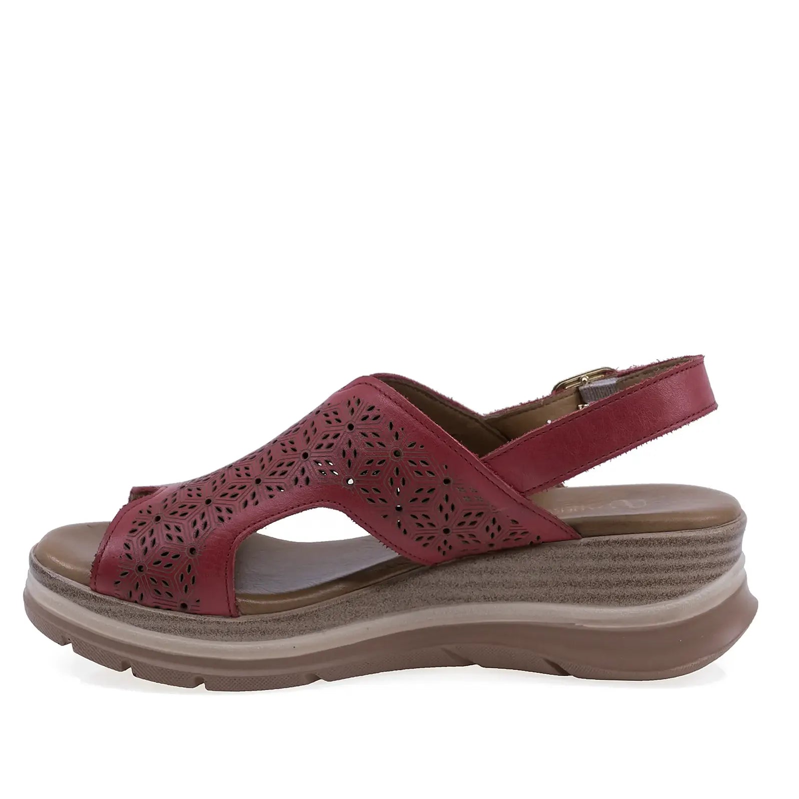 Sandale dama Anna Viotti D22-S627 rosii din piele naturala, cu talpa ortopedica si brant fusbet confortabil