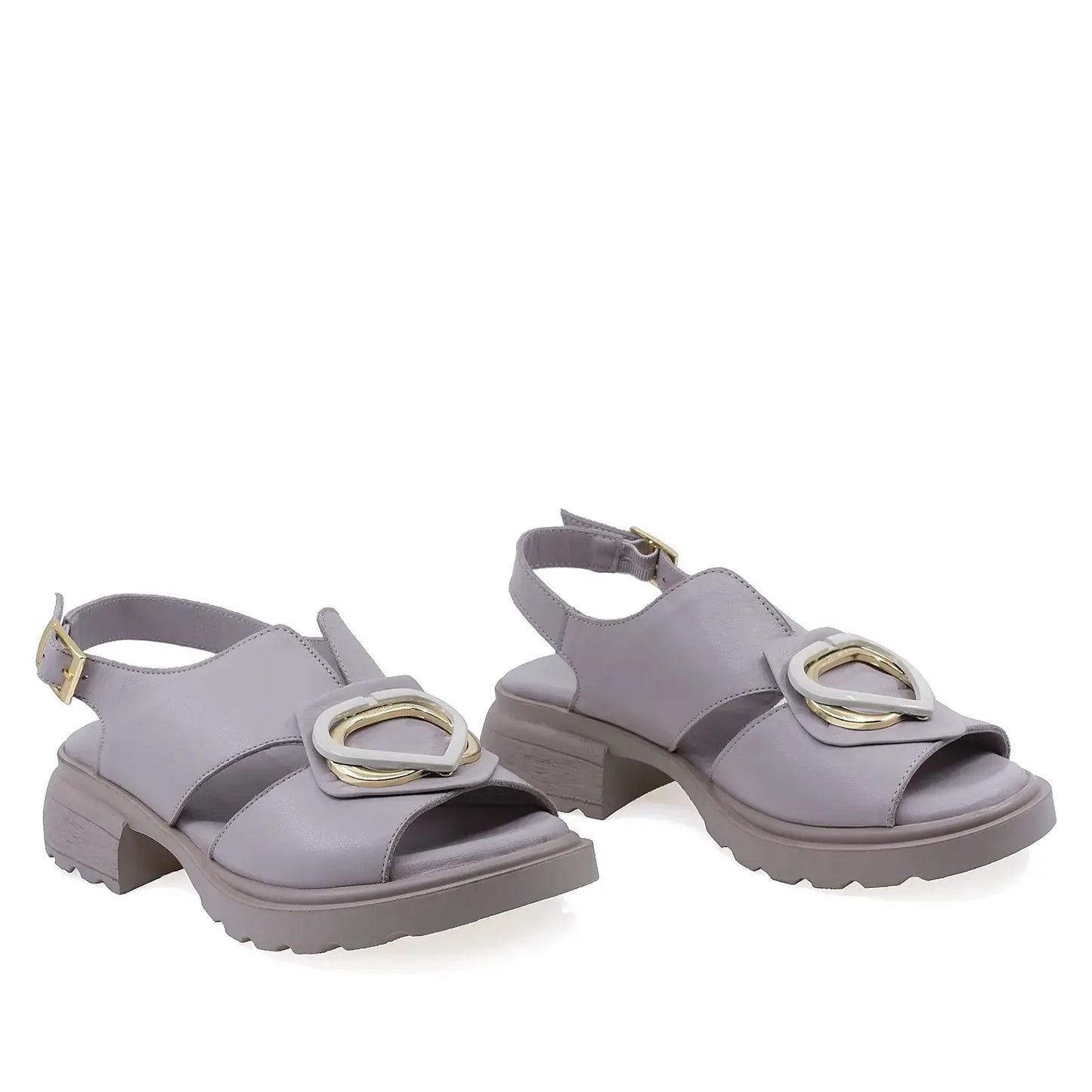 Sandale damă Anna Viotti D22-S639 gri din piele naturală, cu design casual și talpă confortabilă