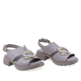 Sandale damă Anna Viotti D22-S639 gri din piele naturală, cu design casual și talpă confortabilă