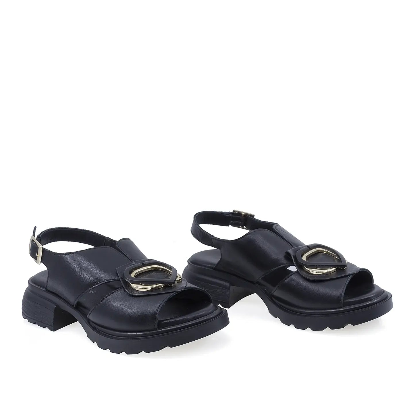 Sandale damă Anna Viotti D22-S639 negre din piele naturală, cu design casual și confort sporit