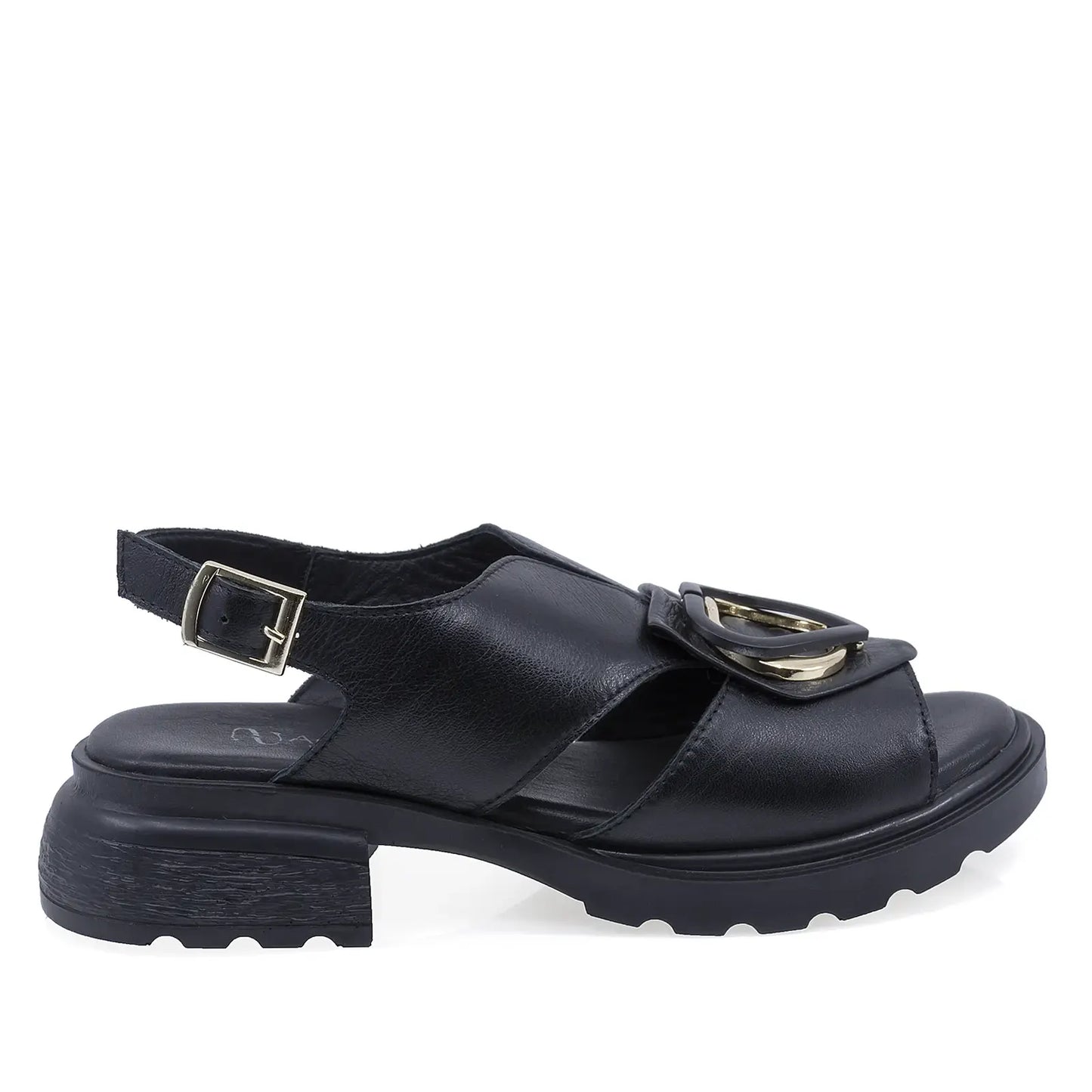 Sandale damă casual Anna Viotti D22-S639 negre, vedere laterală dreapta cu decupaje pentru aerisire