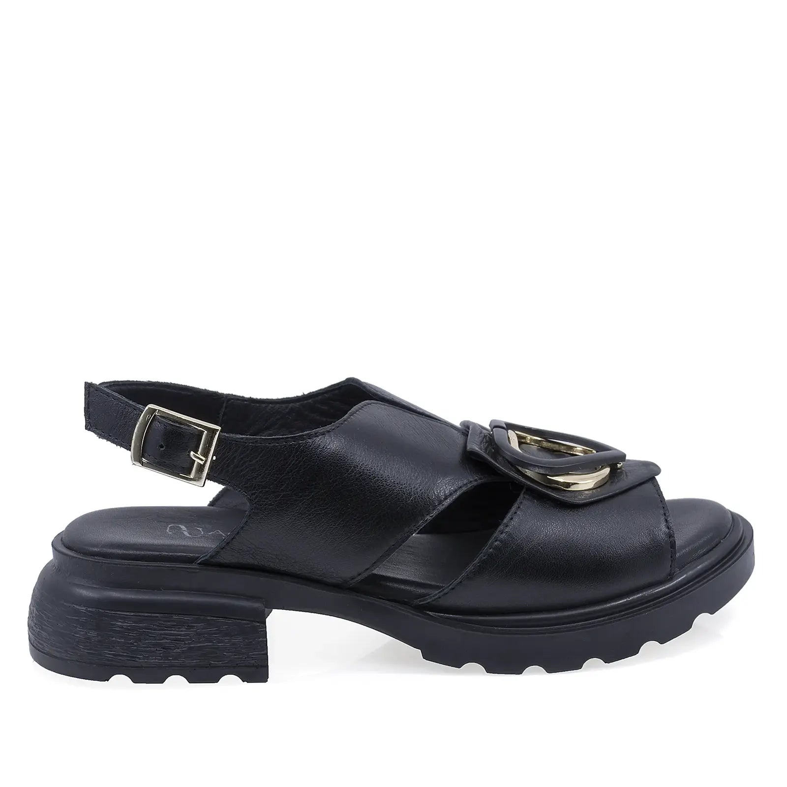 Sandale damă casual Anna Viotti D22-S639 negre, vedere laterală dreapta cu decupaje pentru aerisire