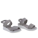 Sandale dama Anna Viotti D26-727 gri din piele naturala cu aspect impletit