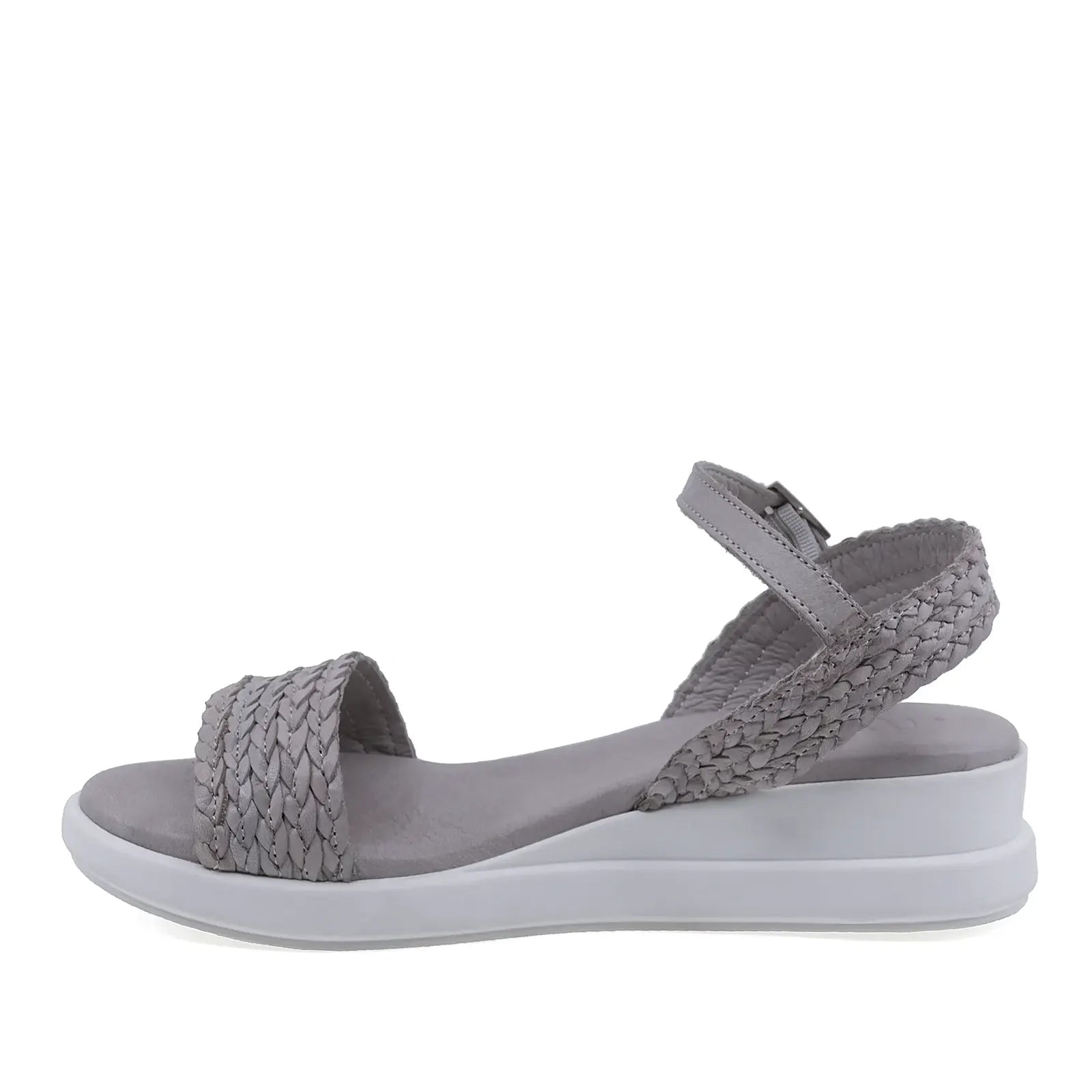 Sandale dama casual Anna Viotti D26-735 gri din piele naturala, vedere laterala stanga