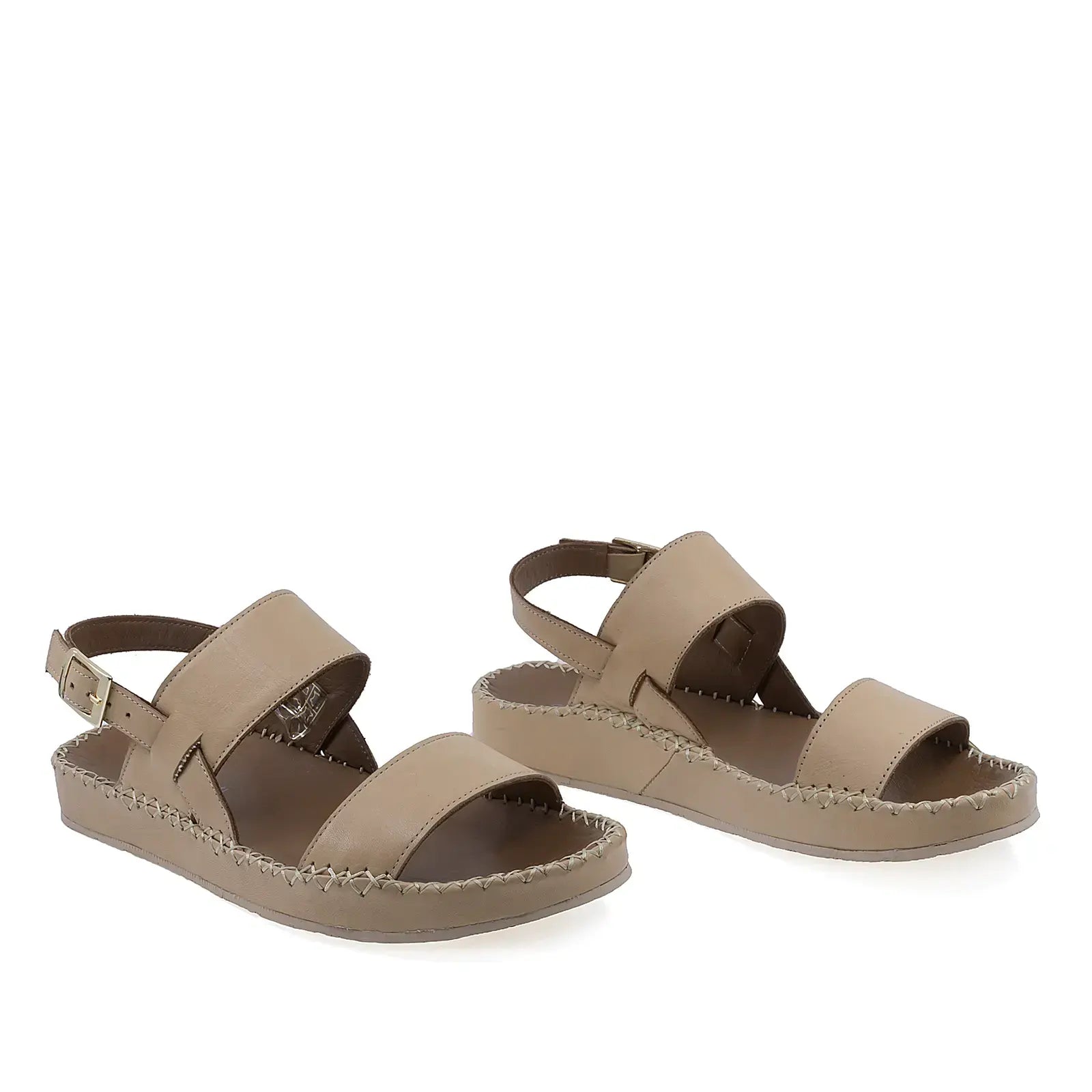 Sandale damă Anna Viotti D27-01102 camel din piele naturală, model casual modern și confortabil