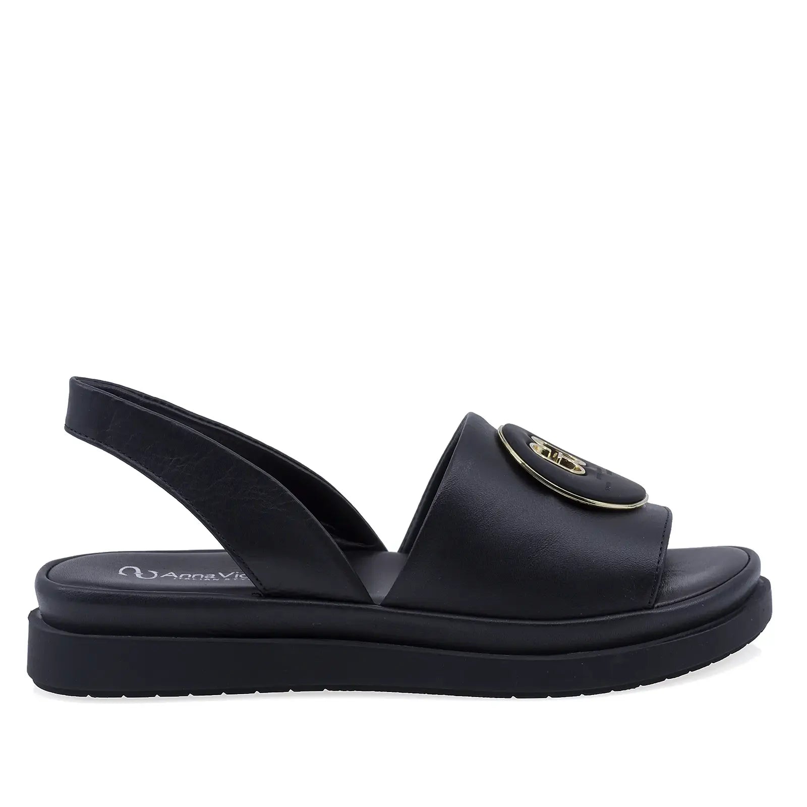 Vedere laterala dreapta a sandalelor Anna Viotti D30-21 negre