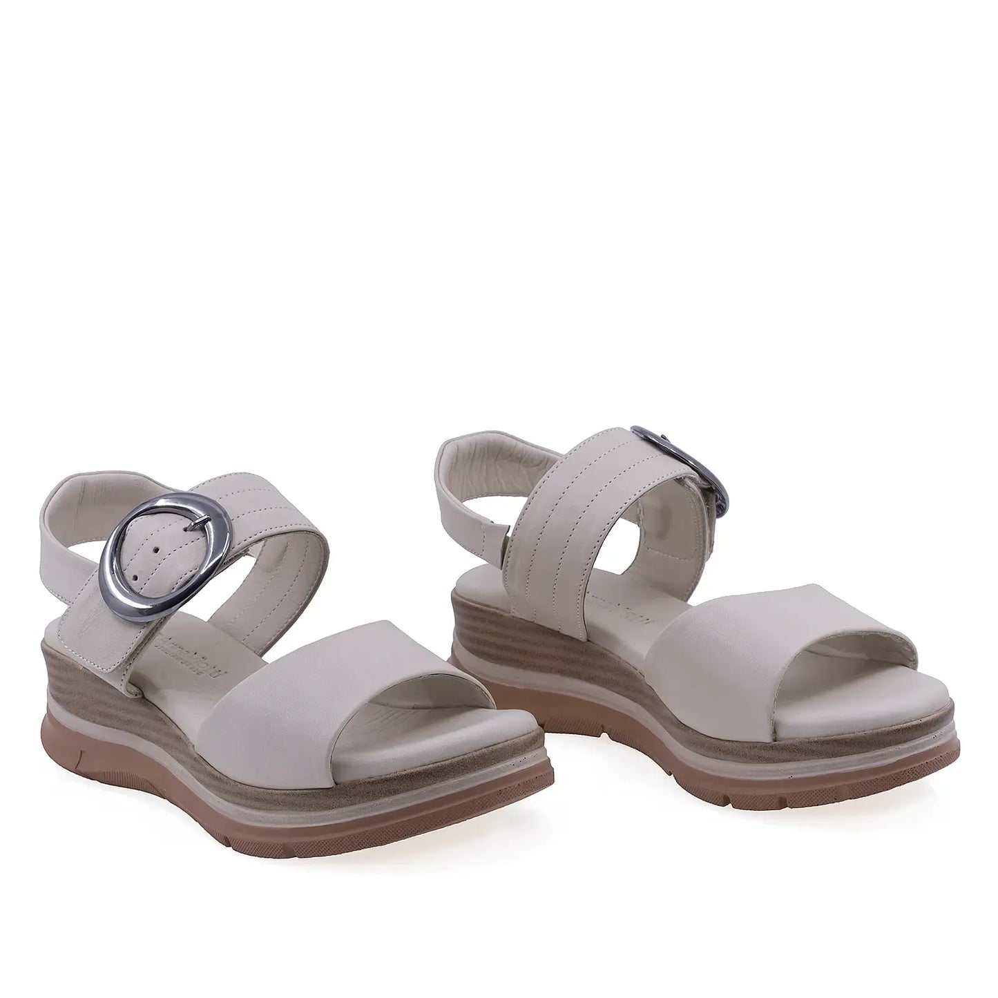 Sandale dama Anna Viotti D45-2563 crem din piele naturala