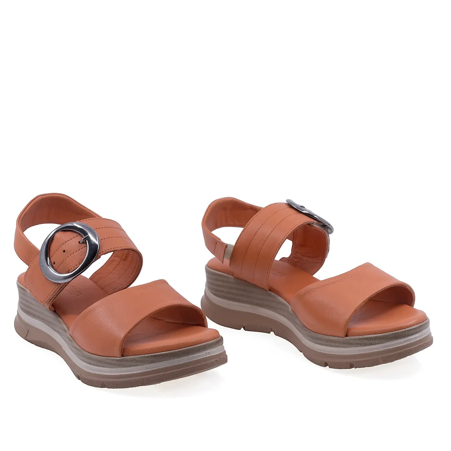 Sandale dama Anna Viotti D45-2563 orange din piele naturala