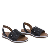 Sandale damă Anna Viotti D45-2653 negre din piele naturală, cu design casual și confortabil