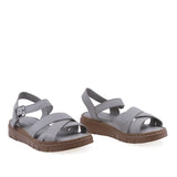 Sandale dama Anna Viotti D56-1088 gri din piele naturala cu platforma confortabila