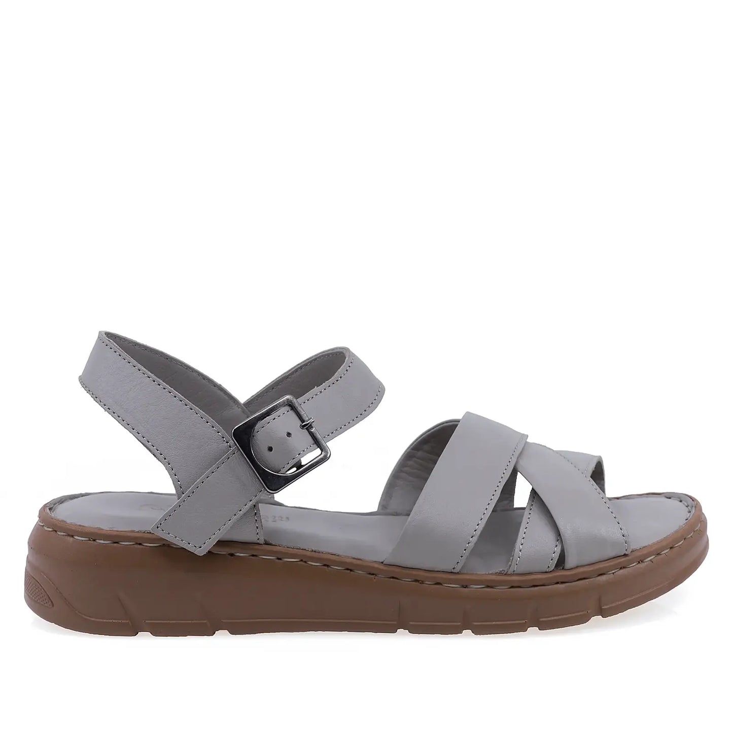 Sandale dama Anna Viotti D56-1088 gri, vedere laterala dreapta, model casual din piele naturala