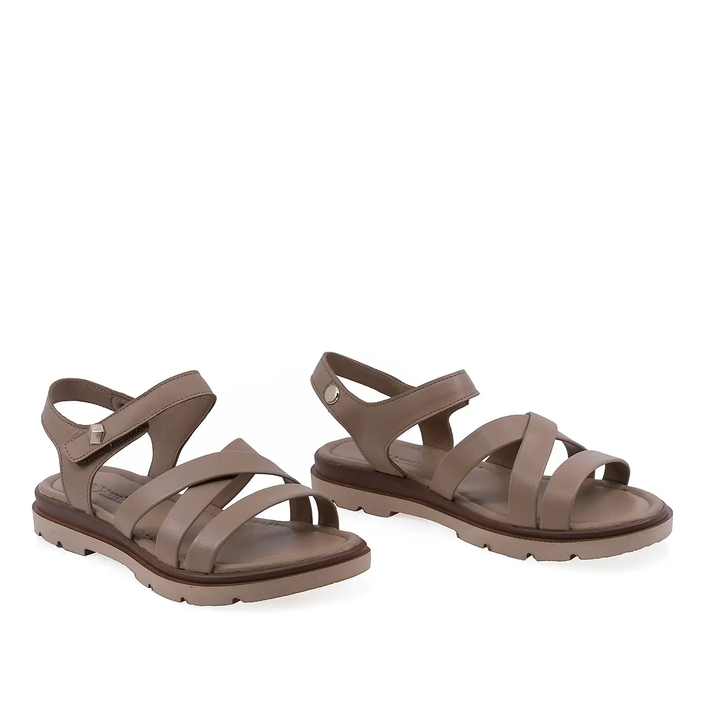 Sandale damă Anna Viotti D56-1184 cappuccino din piele naturală, vedere din față