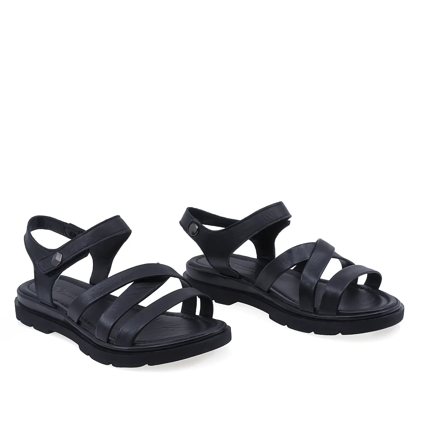 Sandale damă Anna Viotti D56-1184 negre din piele naturală, vedere din față