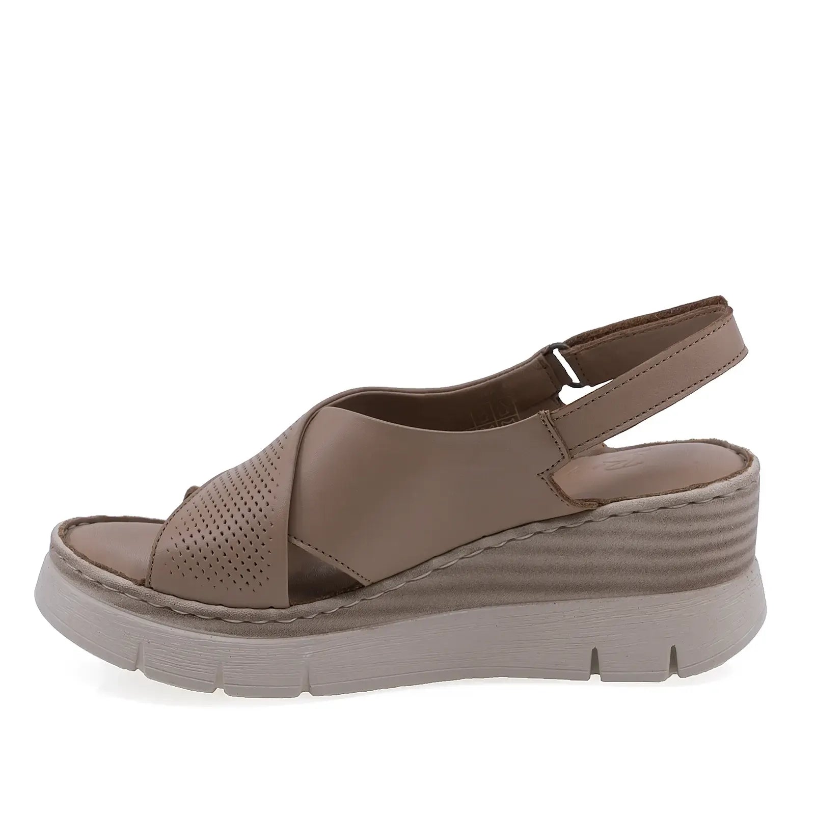 Sandale damă Anna Viotti D56-712 din piele naturală cappuccino, vedere laterală stângă