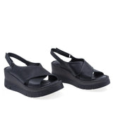 Sandale damă Anna Viotti D56-712 negre din piele naturală, vedere din față
