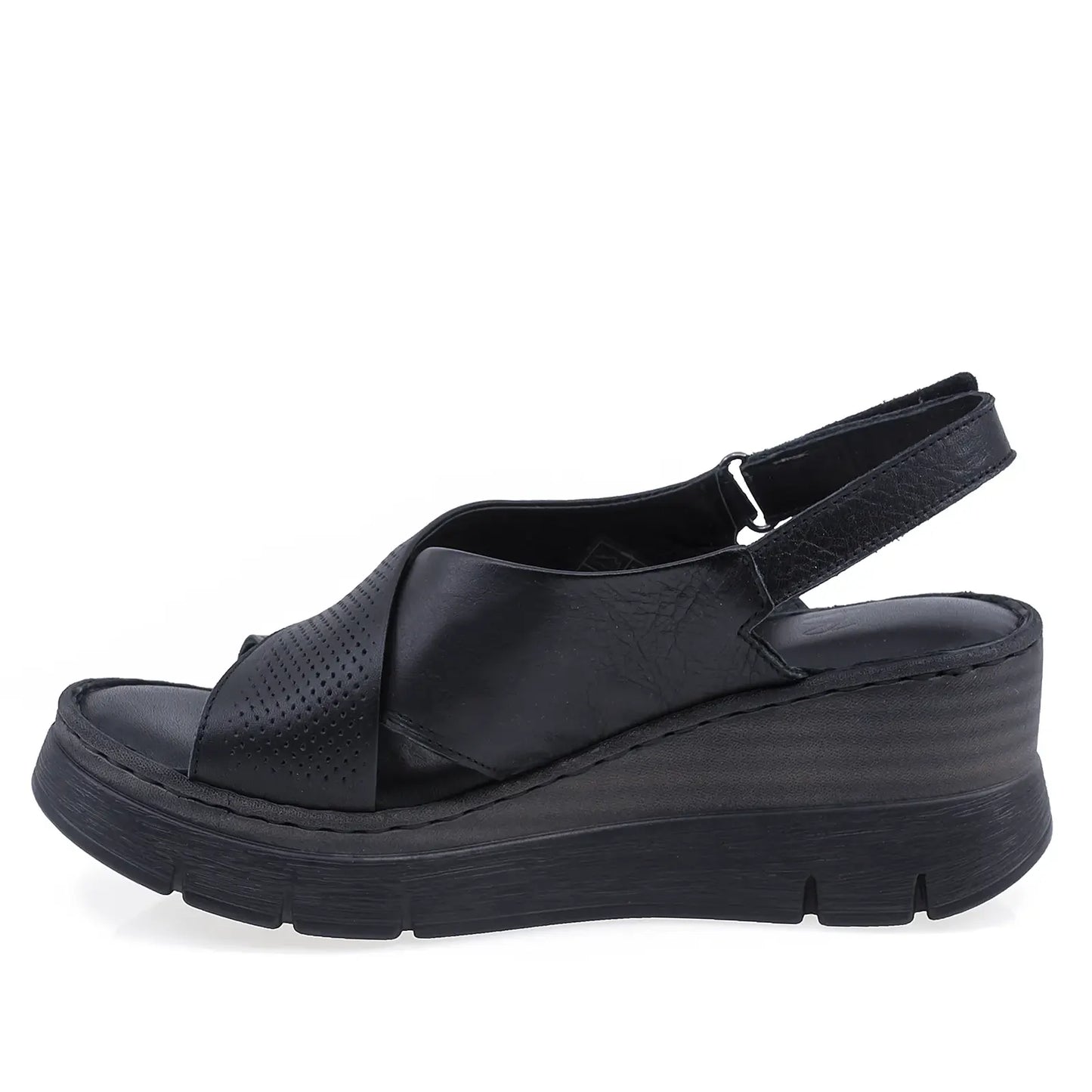 Sandale damă Anna Viotti D56-712 din piele naturală negre, vedere laterală stângă