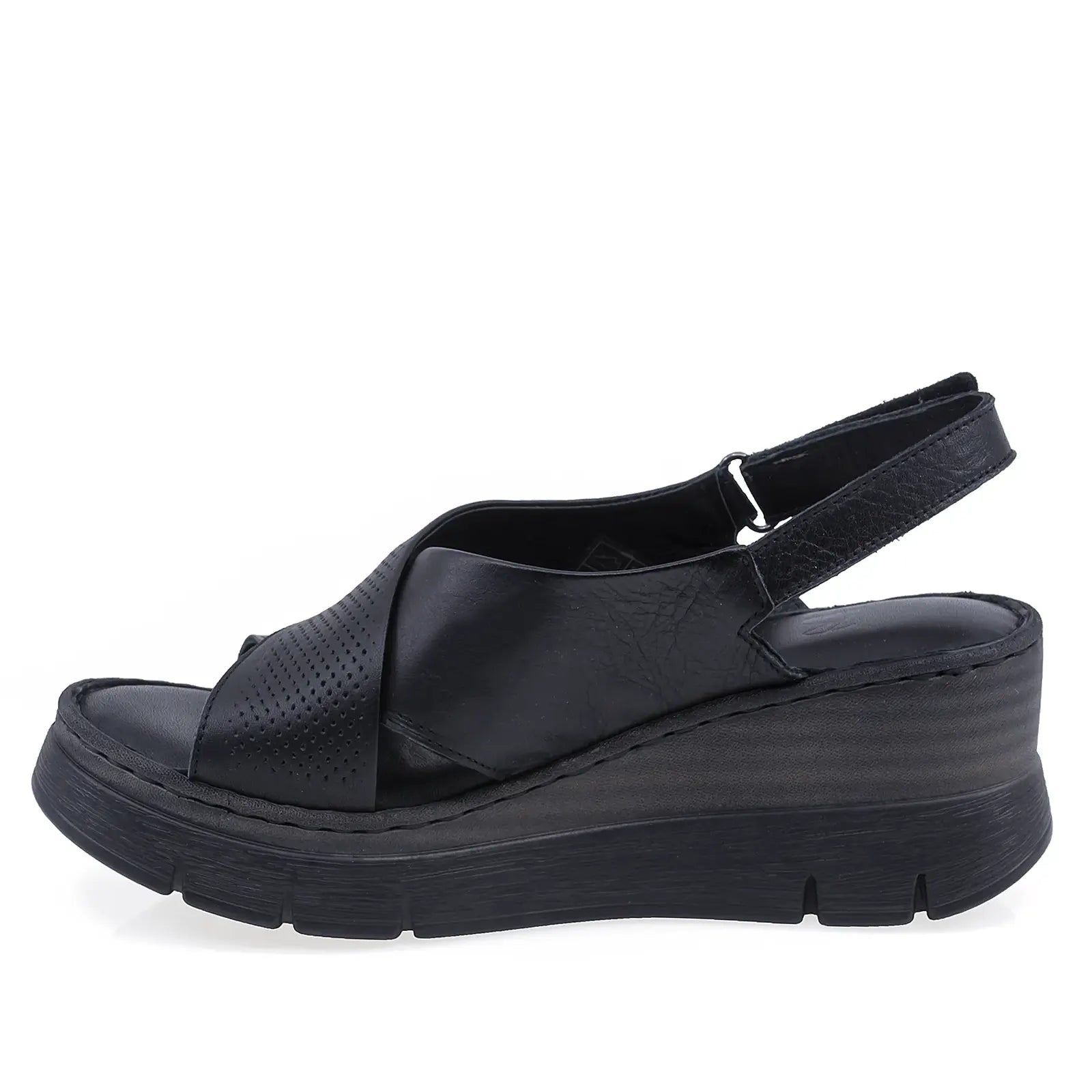 Sandale damă Anna Viotti D56-712 din piele naturală negre, vedere laterală stângă