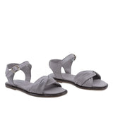 Sandale dama Anna Viotti D58-2304 gri din piele naturala, cu design casual elegant si toc patrat confortabil